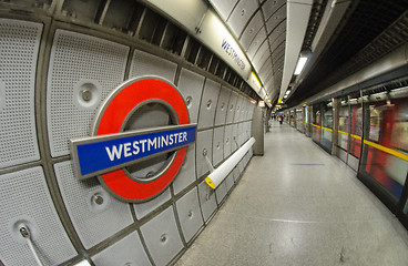 Image showing LONDON - SEP 28: Underground Westminster tube station in London 