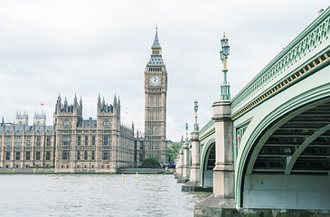 Image showing The Big Ben, the House of Parliament and the Westminster Bridge 