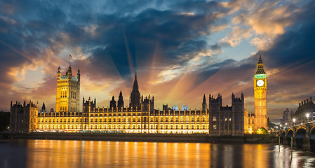 Image showing Big Ben and House of Parliament at River Thames International La