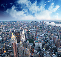 Image showing Group of Skyscrapers at Sunset