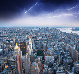 Image showing Skyscrapers in the evening from a high view point