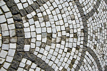 Image showing Ancient ceramic tiled decorative stone walkway 