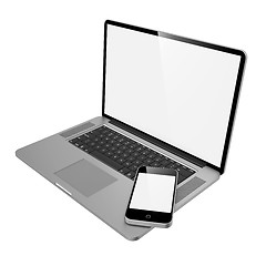 Image showing Laptop Computer and Mobile Phone.