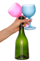 Image showing colored wine glasses for cocktails