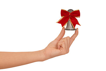 Image showing hand bell with red bow