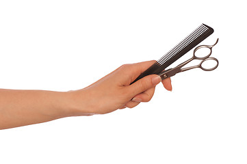 Image showing scissors and hairbrush