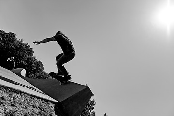 Image showing Skilled Skateboarder Silhouette 