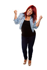 Image showing Cheering Red Headed Woman