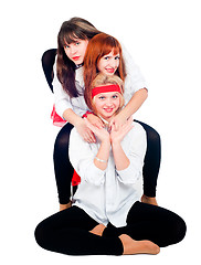 Image showing Three pretty girls dancing
