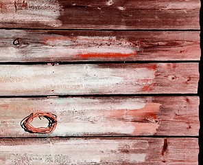 Image showing Old wooden rural house wall made of plank backdrop 