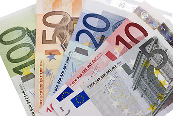 Image showing Close-up of Euro banknotes