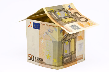 Image showing house made of euro money