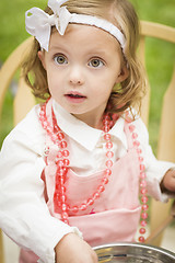 Image showing Adorable Little Girl Playing Chef Cooking