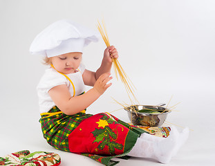 Image showing baby girl in the cook hat