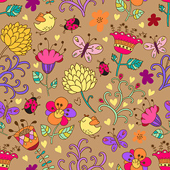 Image showing Seamless texture with flowers.