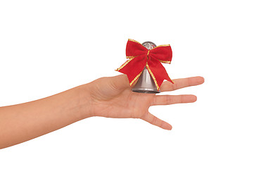 Image showing hand bell with red bow