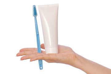 Image showing Toothpaste and toothbrush