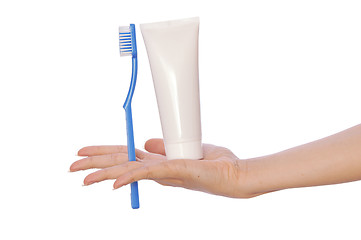 Image showing Toothpaste and toothbrush