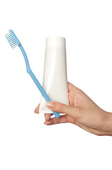 Image showing Toothpaste and toothbrush