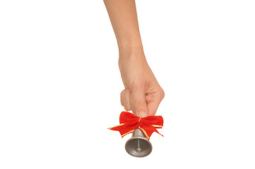 Image showing hand bell with red bow