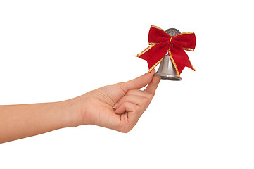 Image showing hand bell with red bow