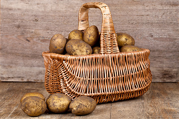 Image showing basket with fresh potatoes