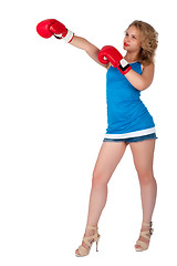 Image showing Pretty girl with boxing gloves