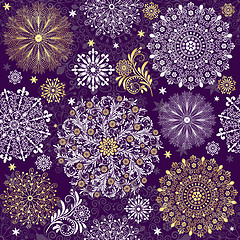 Image showing Christmas dark violet seamless pattern