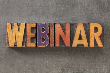 Image showing webinar in wood type