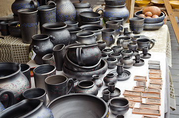 Image showing handmade clay pottery craft dish pot cup jug 