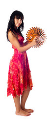 Image showing Attractive girl with umbrella