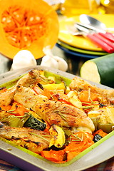 Image showing Chicken with vegetables and rosemary.