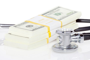 Image showing stethoscope and dollars