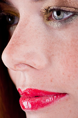 Image showing beautiful young woman portrait with freckles
