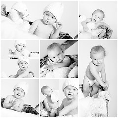 Image showing cute little baby monochrome collage