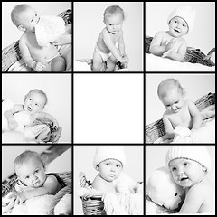 Image showing cute little baby monochrome collage