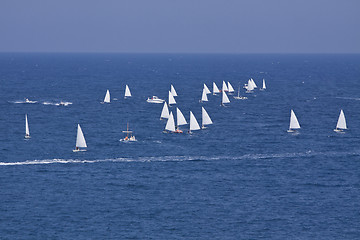 Image showing sailboat sport regatta on blue water ocean summer