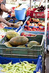 Image showing fresh vegetables on market in summer outdoor