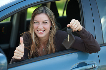 Image showing Happy driver with car key