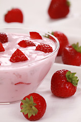 Image showing Yogurt with delicious strawberries