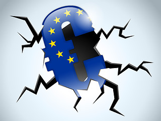 Image showing Euro Money Crisis Europe Flag Crack on the Floor