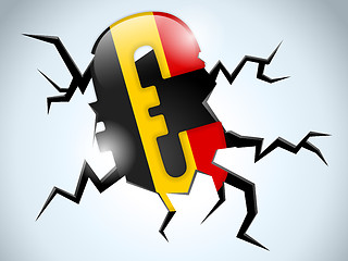 Image showing Euro Money Crisis Belgium Flag Crack on the Floor