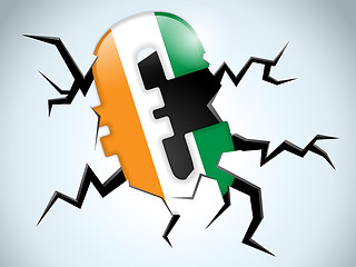 Image showing Euro Money Crisis Ireland Flag Crack on the Floor