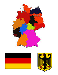 Image showing The map and the state symbols of Germany