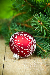 Image showing christmas decoration and fir tree