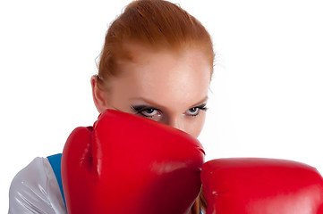 Image showing Pretty girl with boxing gloves