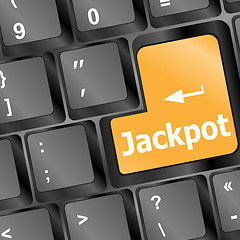 Image showing key on a computer keyboard with the words jackpot