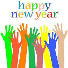 Image showing happy new year with many hands