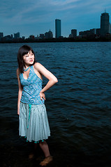 Image showing Asian girl at river