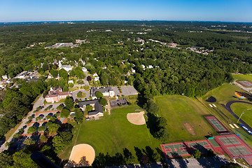 Image showing Aerial view of green field